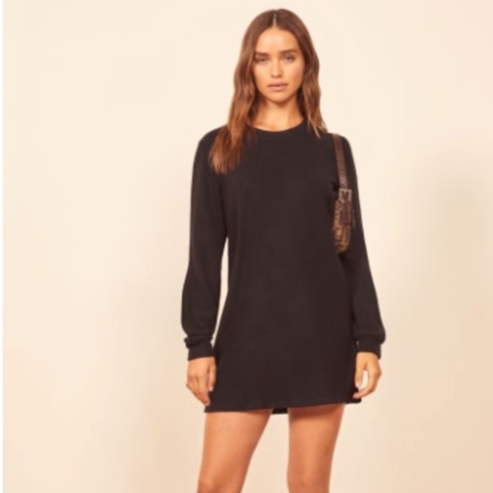 Reformation- black long sleeved sweater dress